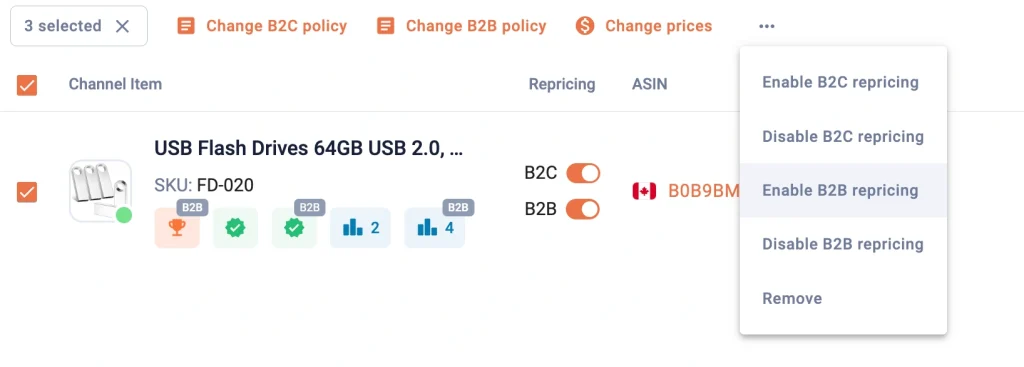 Lancer le repricing B2B d'Amazon en masse