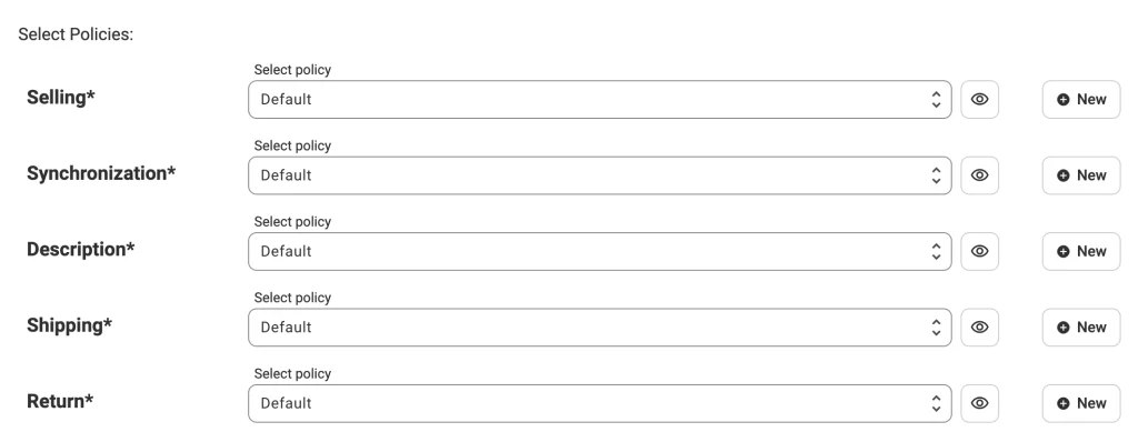 Definir políticas para listagens no eBay