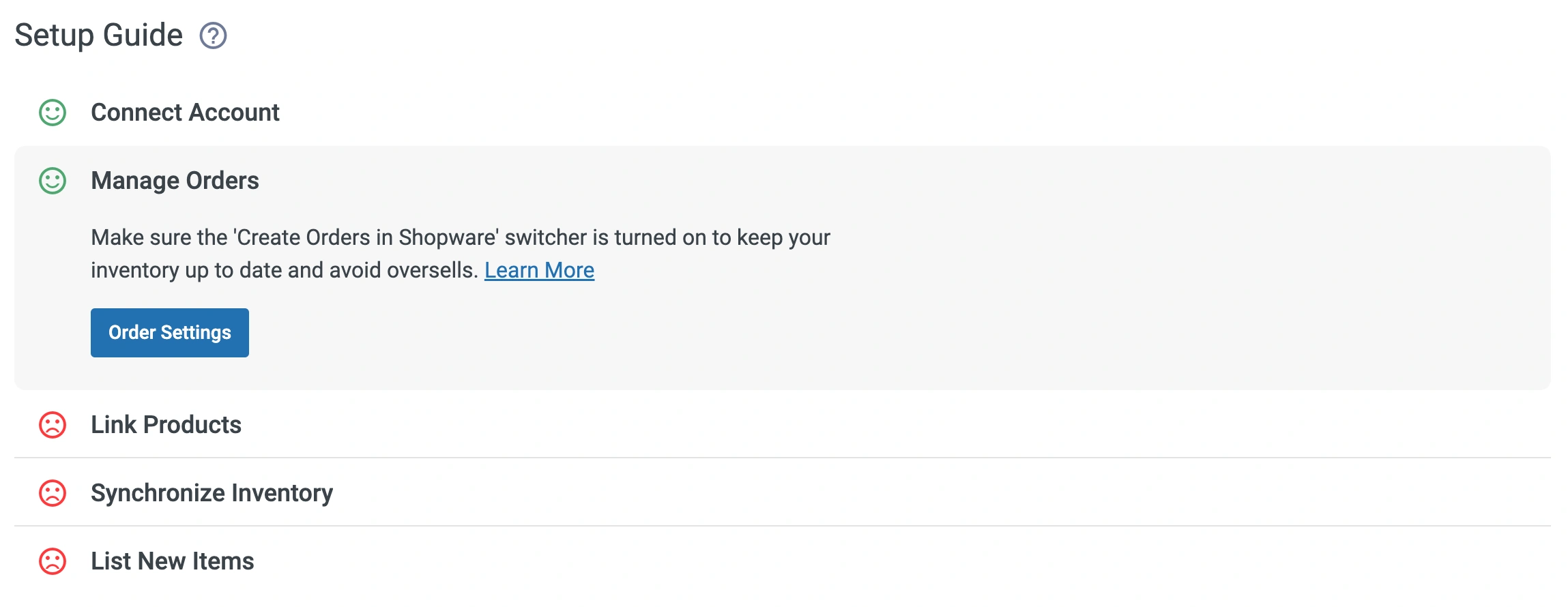 Definir preferências de pedidos para o Shopware
