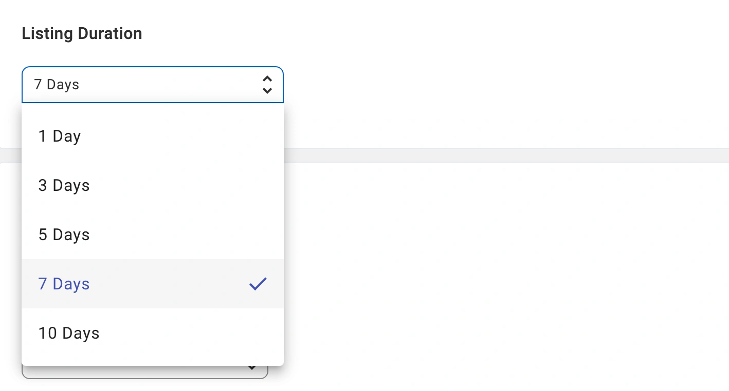 Politique d'enchères eBay de M2E Cloud Durée de l'annonce