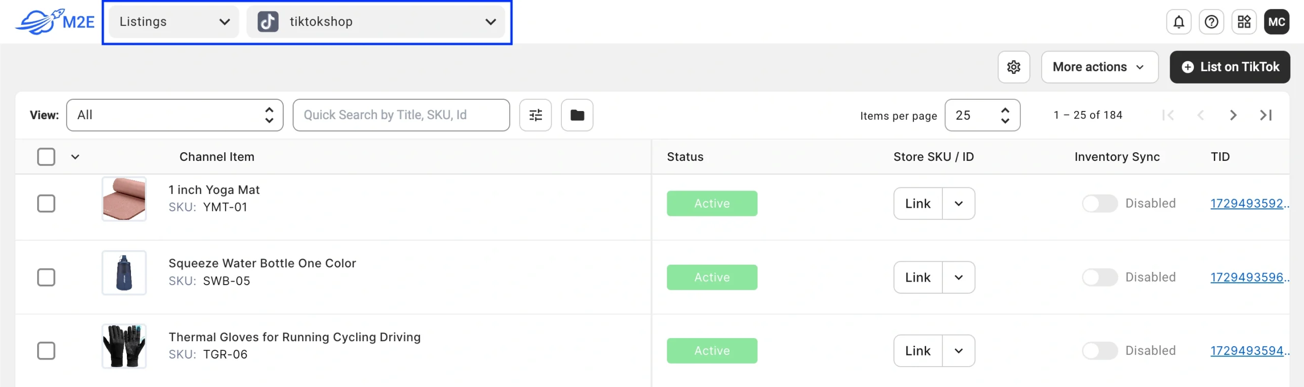M2E Cloud Open TikTok Shop Listings
