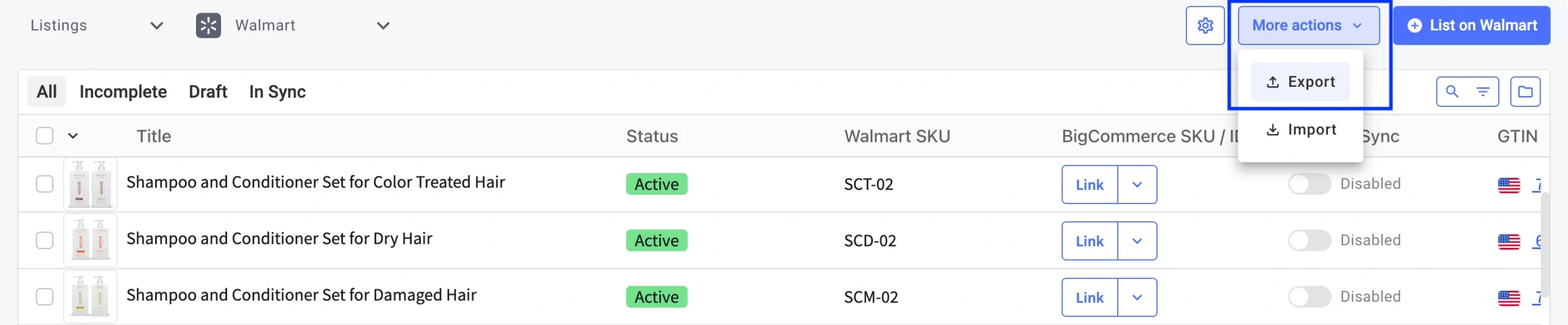 M2E Cloud Export Produkty Walmart