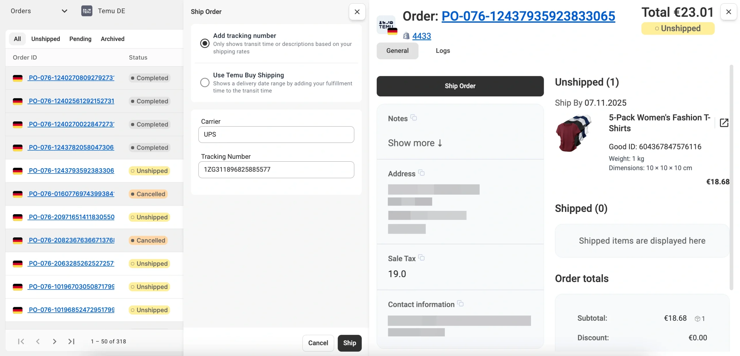 M2E Cloud Temu Order Standard Fulfillment
