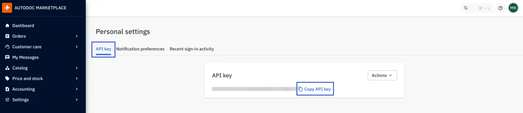 Connect Mirakl to M2E Cloud API Key