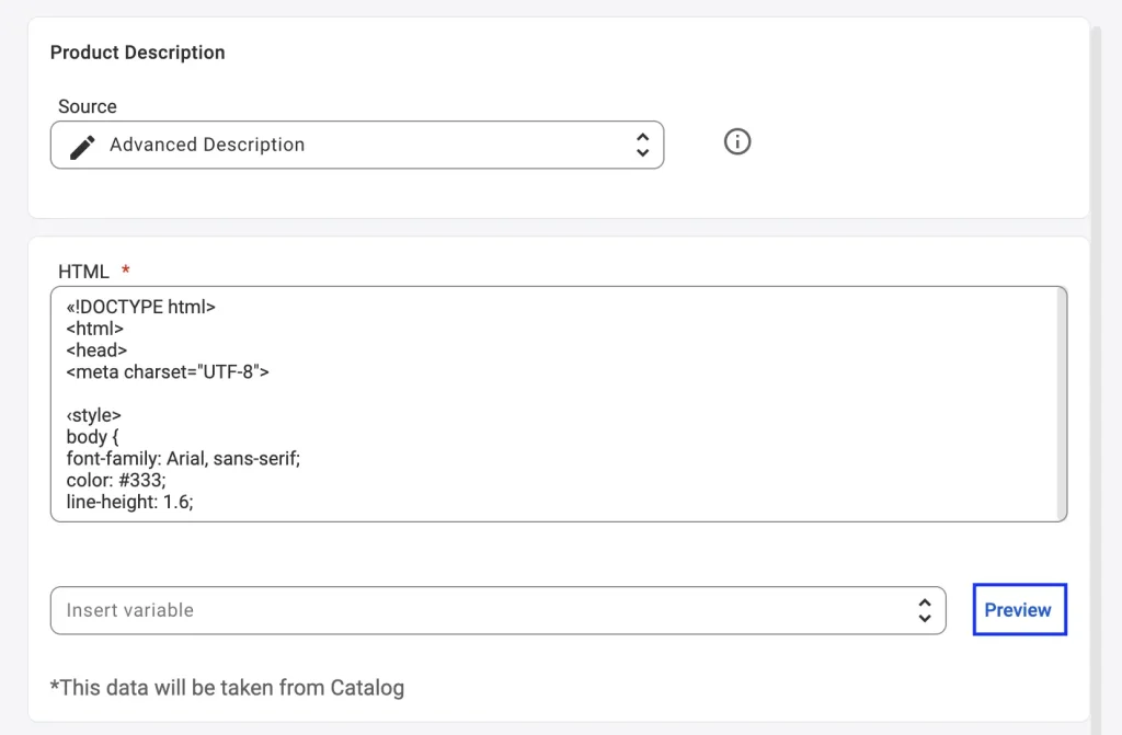 Política de Descrição de Temu por M2E Step 5. Visualizar descrição