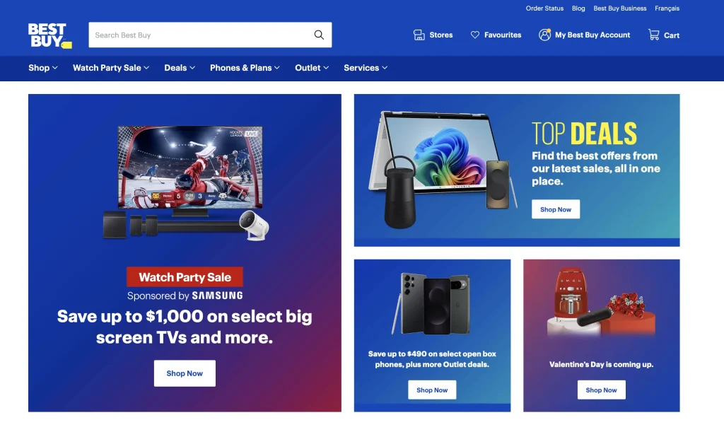 Domovská stránka Best Buy Canada