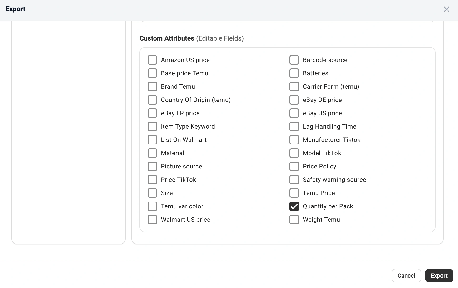 M2E Catalog Export Product Settings