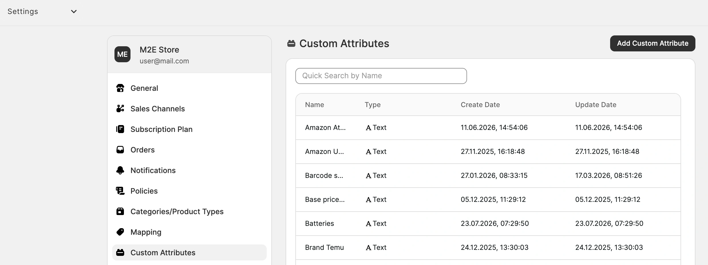 M2E Catalog Manage Custom Attributes Step 3