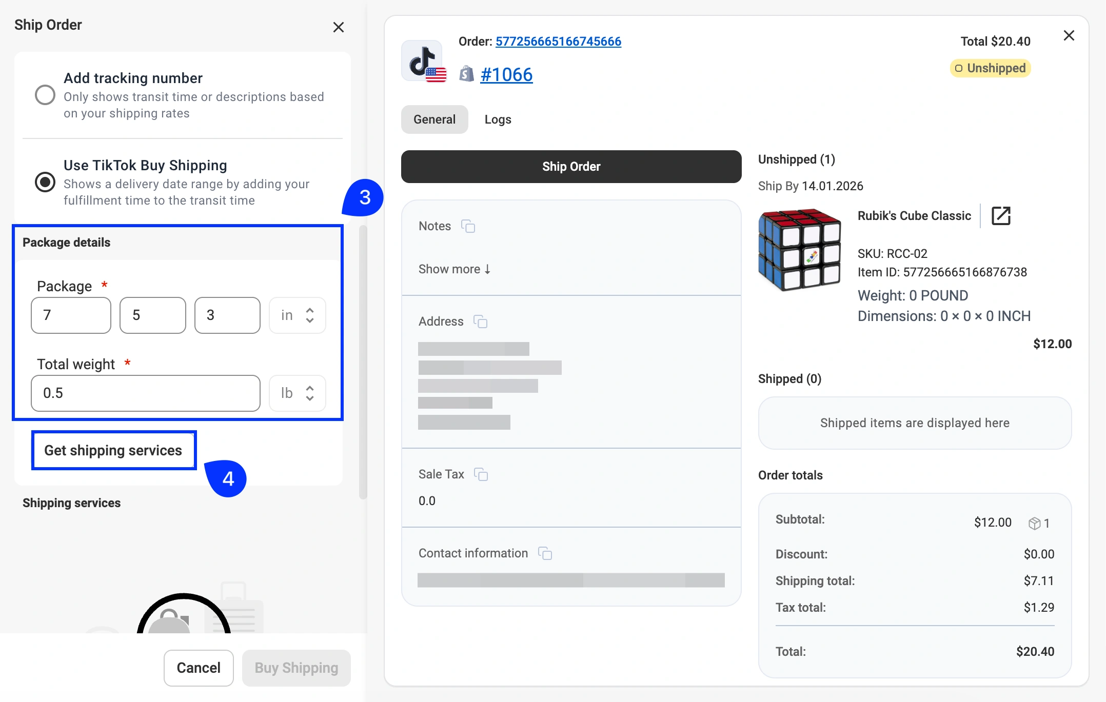 M2E Cloud Buy Shipping Labels for TikTok Shop US Orders Step 3-4