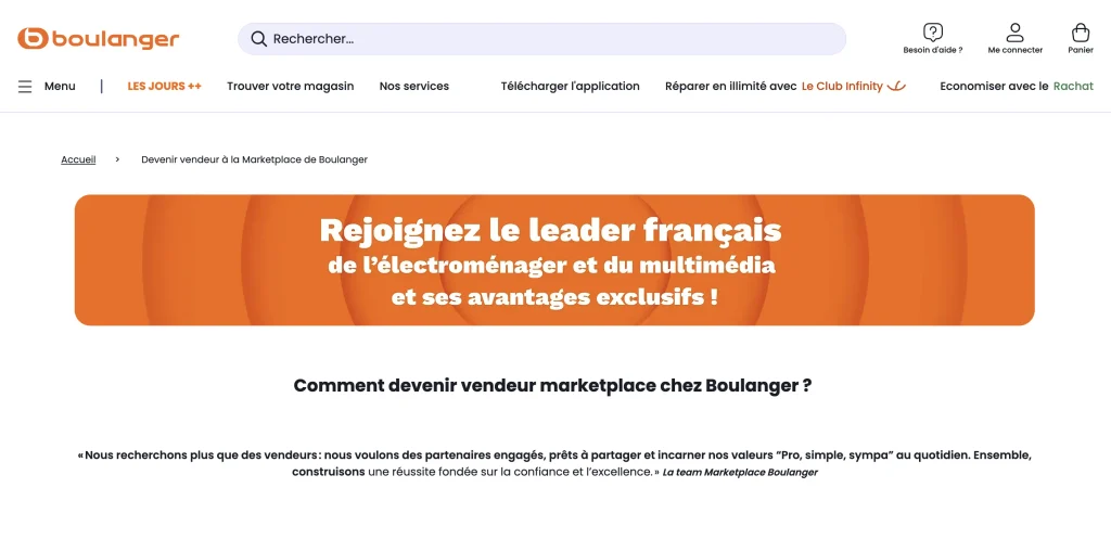 Boulanger Seller Page Screenshot